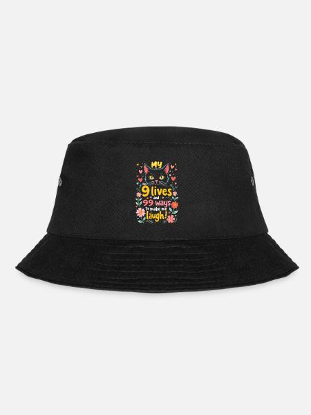 MEINE KATZE HAT 9 LEBEN UND 99 MÖGLICHKEITEN, MICH ZUM LACHEN ZU BRINGEN - Bucket Hat - Schwarz