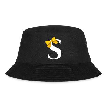 Buchstabe s gelbe Schleife - Bucket Hat - Schwarz - Vorne - Lela (165cm)
