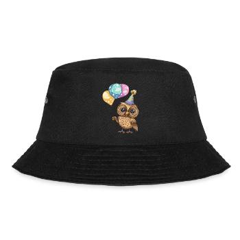 Eule Geburtstag Comic - Bucket Hat - Schwarz - Vorne - Lela (165cm)
