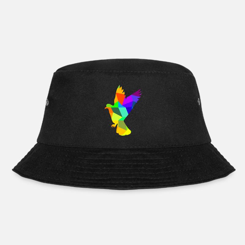 Taube Vogel Regenbogen Tiere Polygon - Bucket Hat - Schwarz