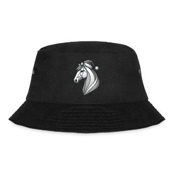 Weihnachtliches Pferd mit Weihnachsmütze - Bucket Hat - Schwarz - Vorne - Lela (165cm)
