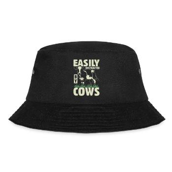 Cow Lover Funny Farmer Quote Cows - Bucket Hat - black - Front - Lela (165cm)