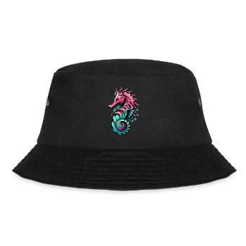 Seepferd schwimmen wild Wasser Kita Einschulung lo - Bucket Hat - Schwarz - Vorne - Lela (165cm)