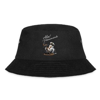 Ahoi Warnemünde ! Lustige Möwe mit Anker - Bucket Hat - Schwarz - Vorne - Lela (165cm)