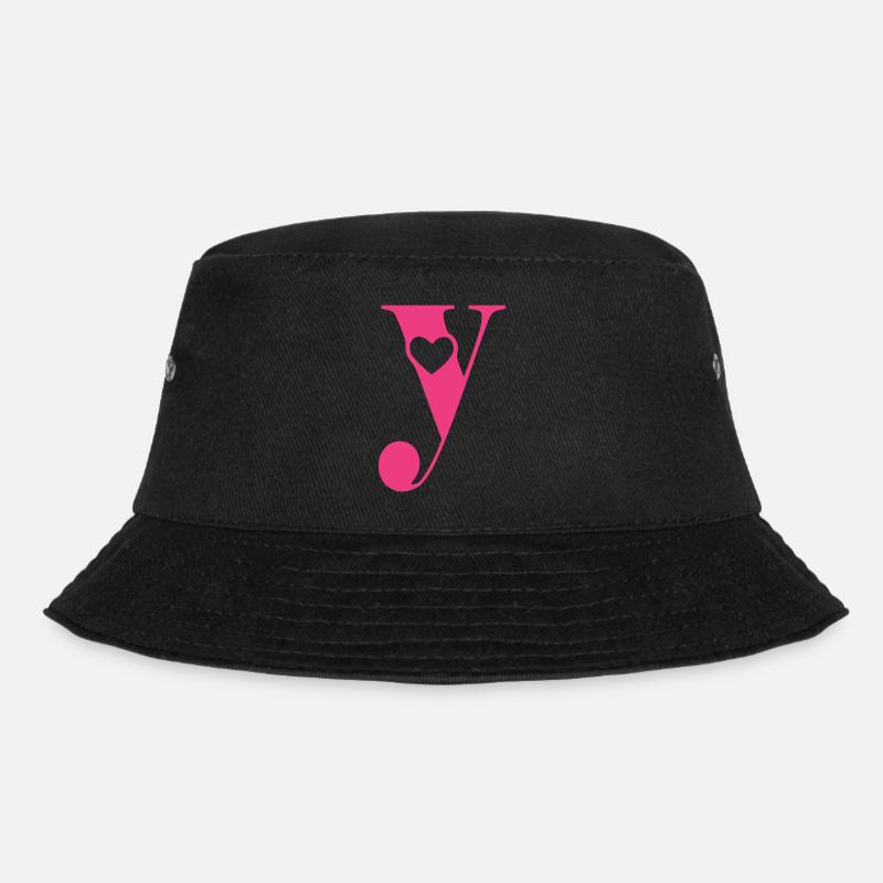 Buchstabe y Anfangsbuchstabe mit Herz - Bucket Hat - Schwarz