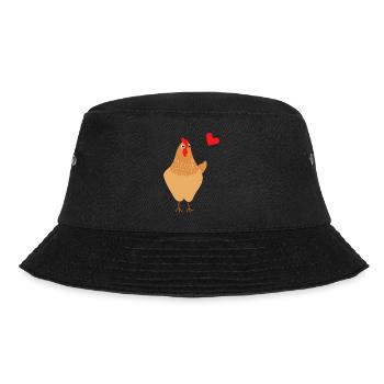 Chicken with Heart Balloon - Gift Idea - Gift - Bucket Hat - black - Front - Lela (165cm)