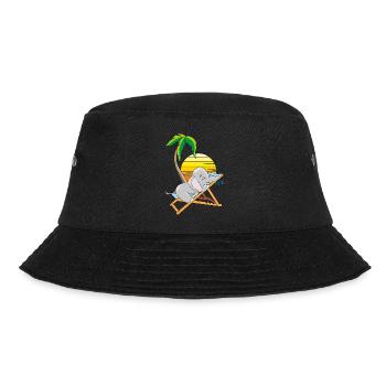 Sleeping baby elephant under the palm tree - Bucket Hat - black - Front - Lela (165cm)