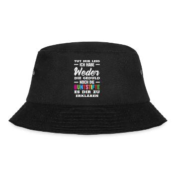Weder Geduld noch Buntstifte – Sarkasmus - Bucket Hat - Schwarz - Vorne - Lela (165cm)