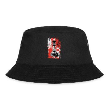 Schach König – Grunge Strategie Motiv - Bucket Hat - Schwarz - Vorne - Lela (165cm)