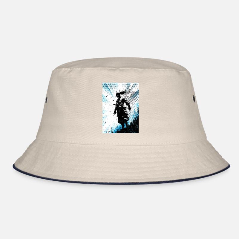 Blaue Halbton-Windkrieger-Silhouette Bucket Hat