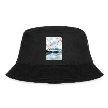 Fuji-Berg und Kirschblüten - Bucket Hat - Schwarz - Vorne - Lela (165cm)