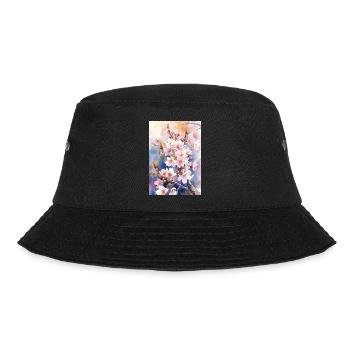 Aquarellfarben pastellfarbene Kirschblüten - Bucket Hat - Schwarz - Vorne - Lela (165cm)
