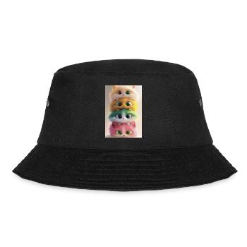 Stacked Rainbow Plush Cats - Bucket Hat - black - Front - Lela (165cm)