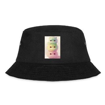 Pastel Cat in Rainbow Pile - Bucket Hat - black - Front - Lela (165cm)