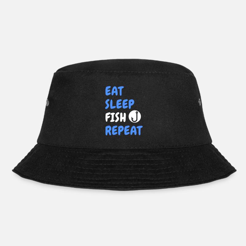 Eat, Sleep, Fish, Repeat - Bucket Hat - Schwarz
