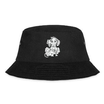 tattooed dachshund with character - Bucket Hat - black - Front - Lela (165cm)