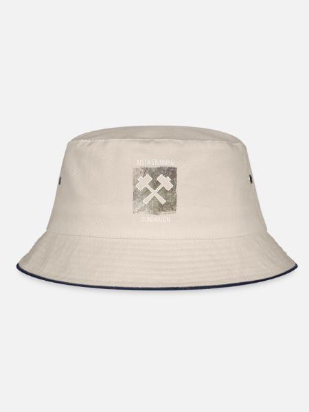 Stonemason Stone Sculptor Saying - Bucket Hat - ecru/navy - Front