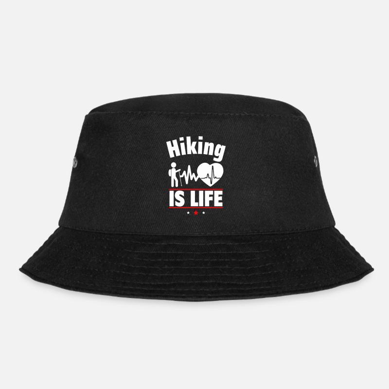 Hiking is life - Bucket Hat - black