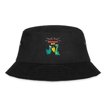 Geburtstagskind 4 Dinosaurier T-rex Dino Lover - Bucket Hat - Schwarz - Vorne - Lela (165cm)