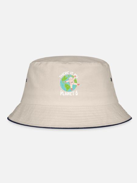 There is no Planet-b-design For Climate Change - Bucket Hat - ecru/navy - Front