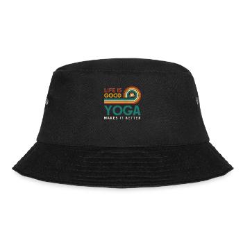 Life is good, yoga makes it better. Design - Bucket Hat - black - Front - Lela (165cm)