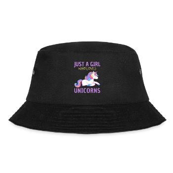 Nur Ein Mädchen, Das Einhörner Liebt. - Bucket Hat - Schwarz - Vorne - Lela (165cm)