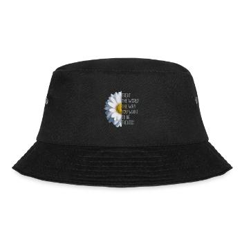Behandele die Welt gut! Gänseblümchen Klimaschutz - Bucket Hat - Schwarz - Vorne - Lela (165cm)