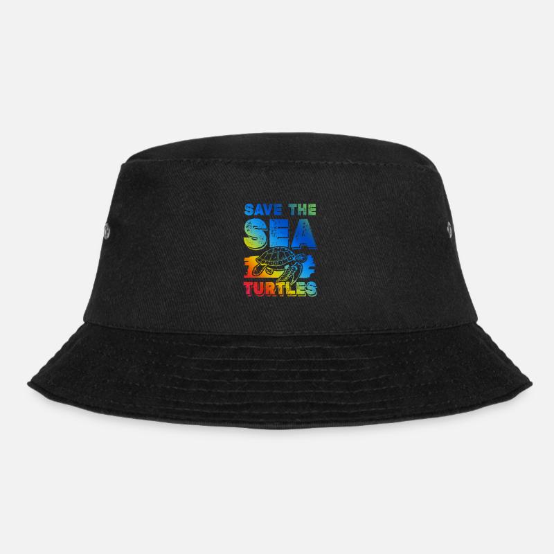 save the ocean schildkröte - Bucket Hat - Schwarz