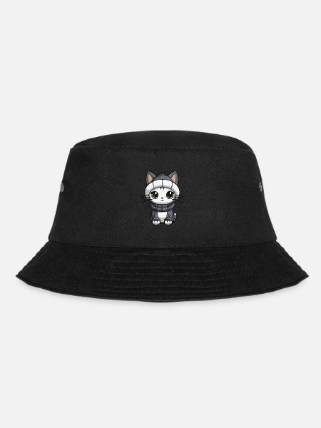 Katze Winter Tier Niedlich Comic - Bucket Hat - Schwarz