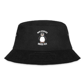 Nen Scheiss muss ich Pinguin Frecher Spruch - Bucket Hat - Schwarz - Vorne - Lela (165cm)
