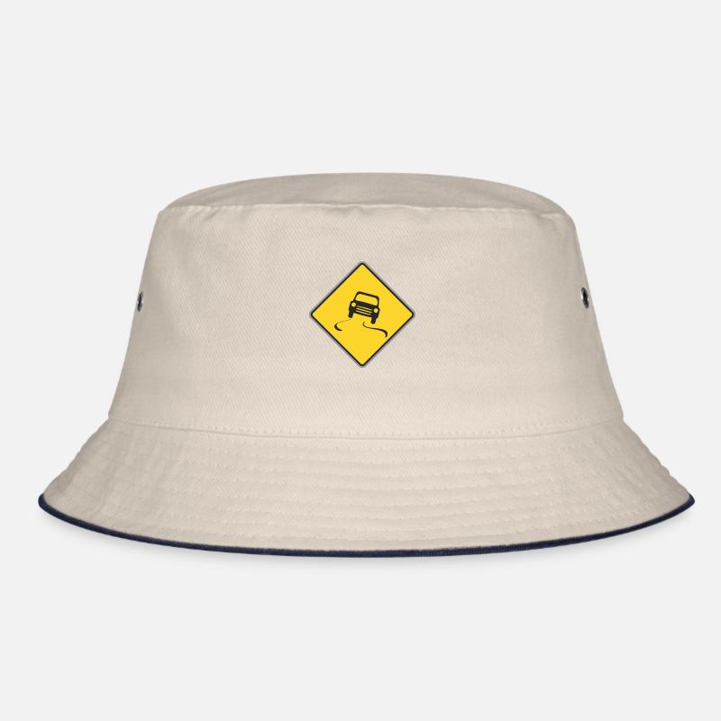 Road Sign slippy way Bucket Hat