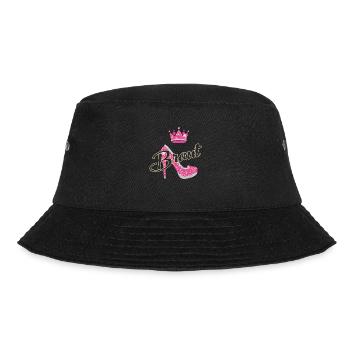 JGA - Braut Schuh - RAHMENLOS - Bucket Hat - Schwarz - Vorne - Lela (165cm)