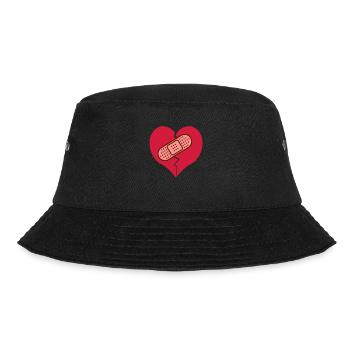 gebrochenes Herz mit Pflaster - Bucket Hat - Schwarz - Vorne - Lela (165cm)