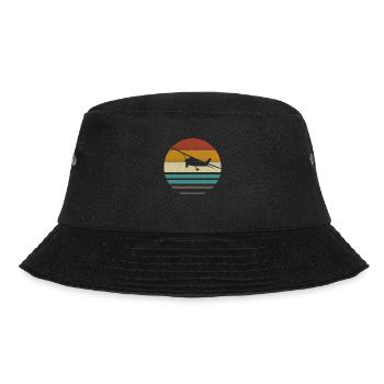 Flugzeug Flieger retro vintage Pilot Geschenk - Bucket Hat - Schwarz - Vorne - Lela (165cm)
