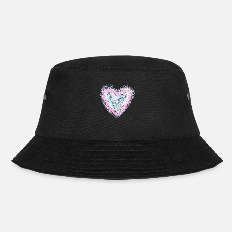 Glitter heart - Bucket Hat - black