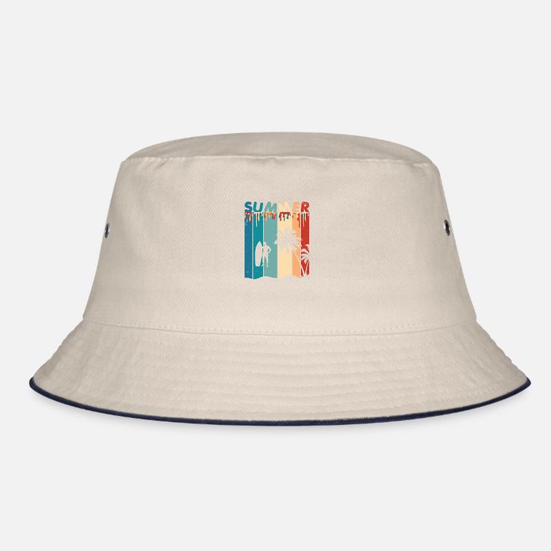Summer Summer Palm Trees Surfing Retro Vintage Bucket Hat