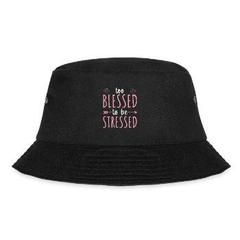 Zu gesegnet, um gestresst zu sein, lustiges Yoga-Zen - Bucket Hat - Schwarz - Vorne - Lela (165cm)