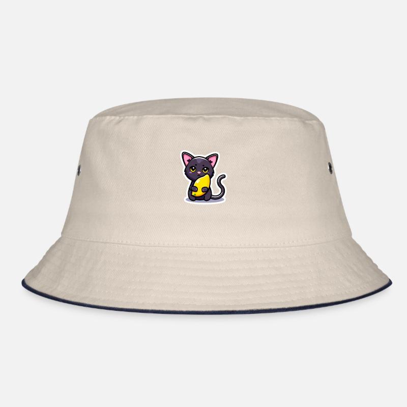 A cat and her mango - sticker style Bucket Hat