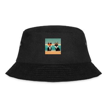 Fuchs und Waschbär im Kostüm - Bucket Hat - Schwarz - Vorne - Lela (165cm)