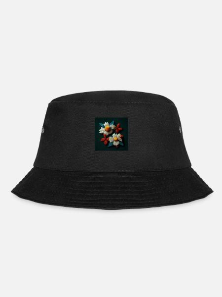 Bestickte Blumen 3d - Bucket Hat - Schwarz