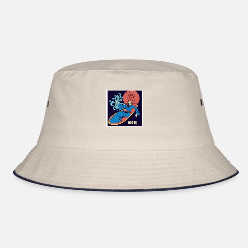 Mädchen auf Surfboard Jugendstil Bucket Hat