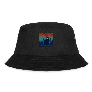 pew pew funny cat lustige katze geschenkidee - Bucket Hat - Schwarz - Vorne - Lela (165cm)
