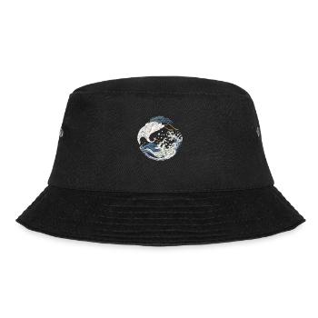 The Great Wave & Japanese Crane Art - Bucket Hat - black - Front - Lela (165cm)