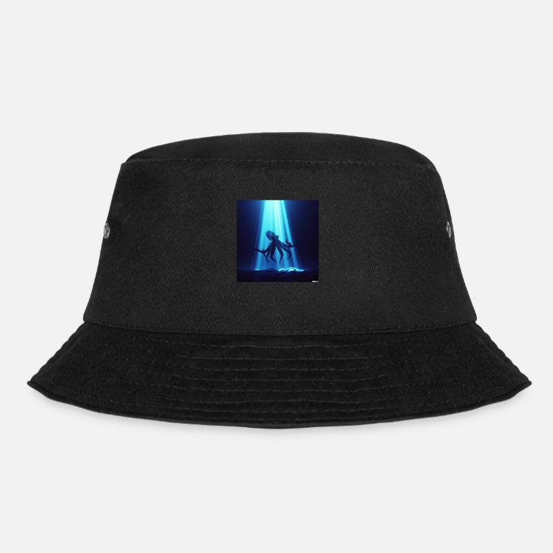 giant octopus in a dark ocean - Bucket Hat - Schwarz