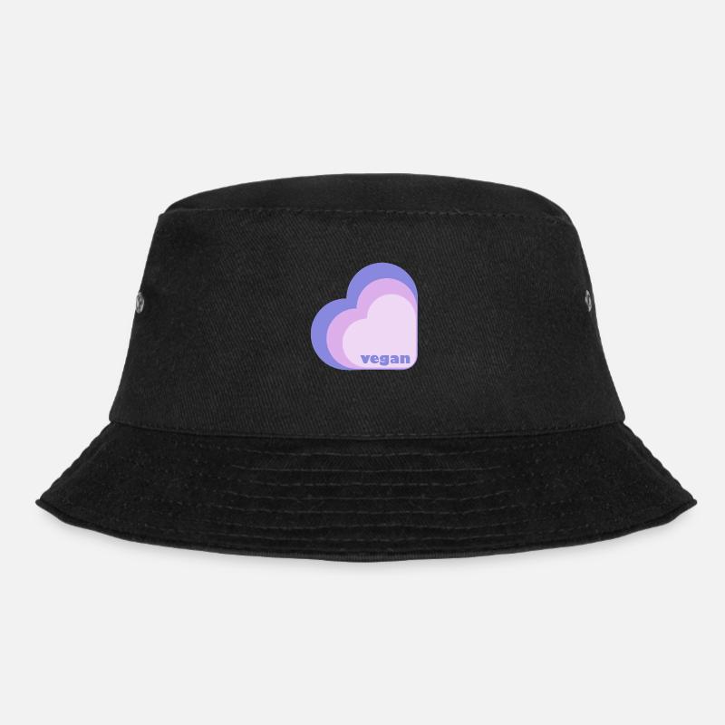 Vegan Lilac Heart - Bucket Hat - black