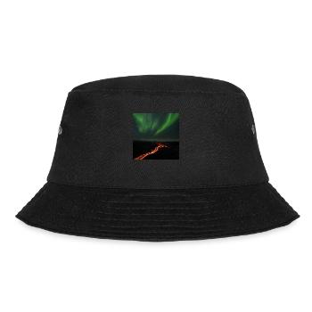 Nordlichter und Lavastrom - Fagradalsfjall Vulkan - Bucket Hat - Schwarz - Vorne - Lela (165cm)