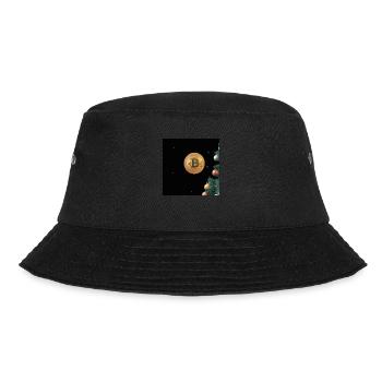 Bitcoin hängt an Weihnachtsbaum - Bucket Hat - Schwarz - Vorne - Lela (165cm)