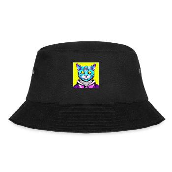Illustration eines Katzenporträts, Vektor - Bucket Hat - Schwarz - Vorne - Lela (165cm)