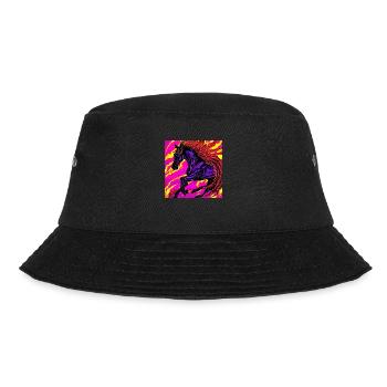Abstrakte Darstellung eines Pferdes - Bucket Hat - Schwarz - Vorne - Lela (165cm)