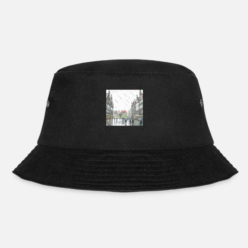 Rain at Münster's Prinzipalmarkt - Bucket Hat - black